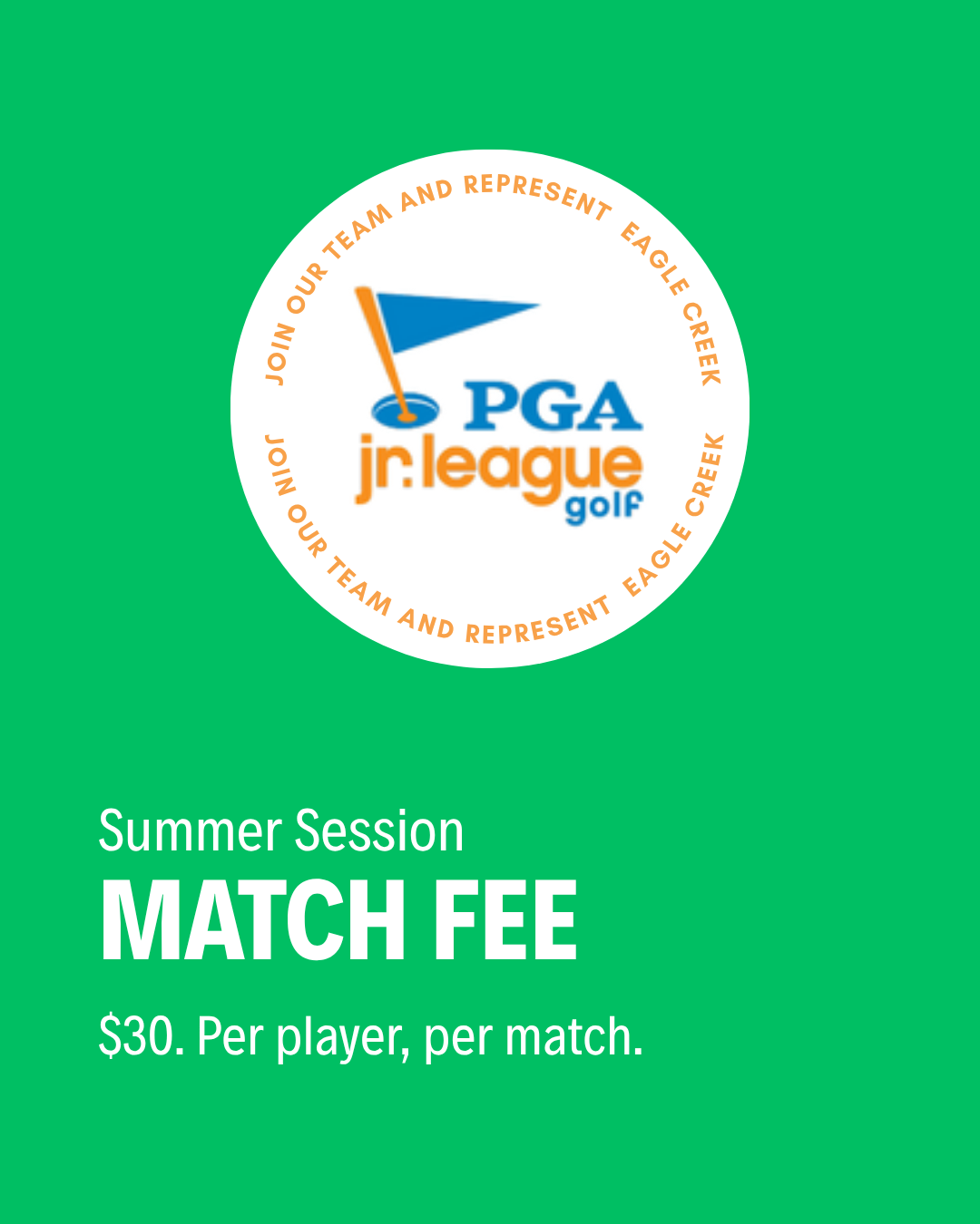 PGA JR League Summer Match Fees