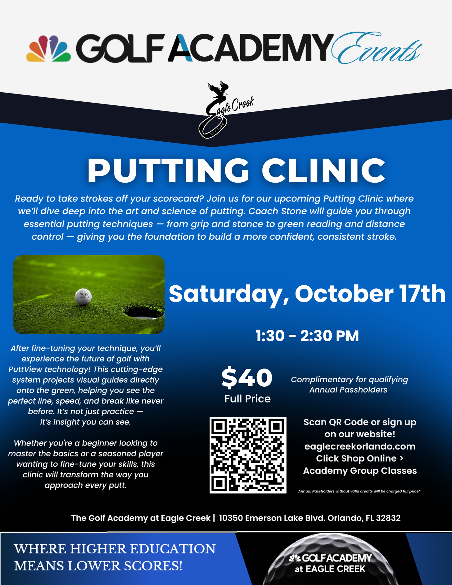 Academy Event | October 17th Putting Clinic | Full Price