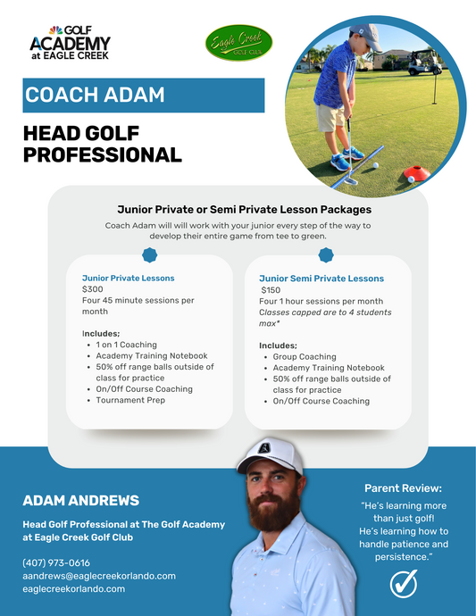 4 Junior Private Lessons with Coach Adam